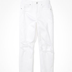 American Eagle white ripped mom jeans